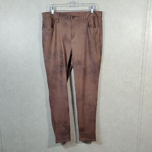 7146 Chicos brown faux suede leather straight leg jeans 2 12